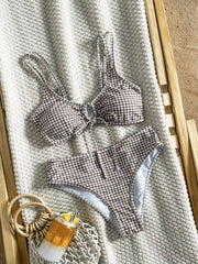 Vintage Pink Polka Dot Print Bikini Set