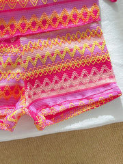 Vintage Pink Striped Knitted Bikini Set