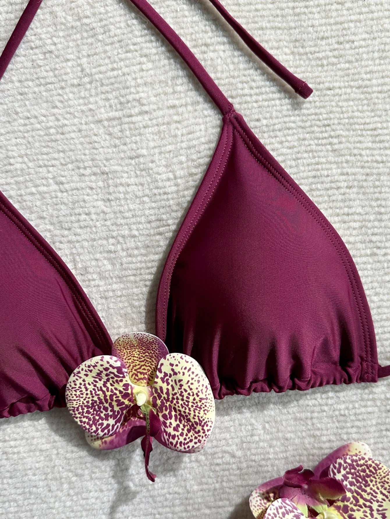 Vintage Purple 3D Flower Bikini Set
