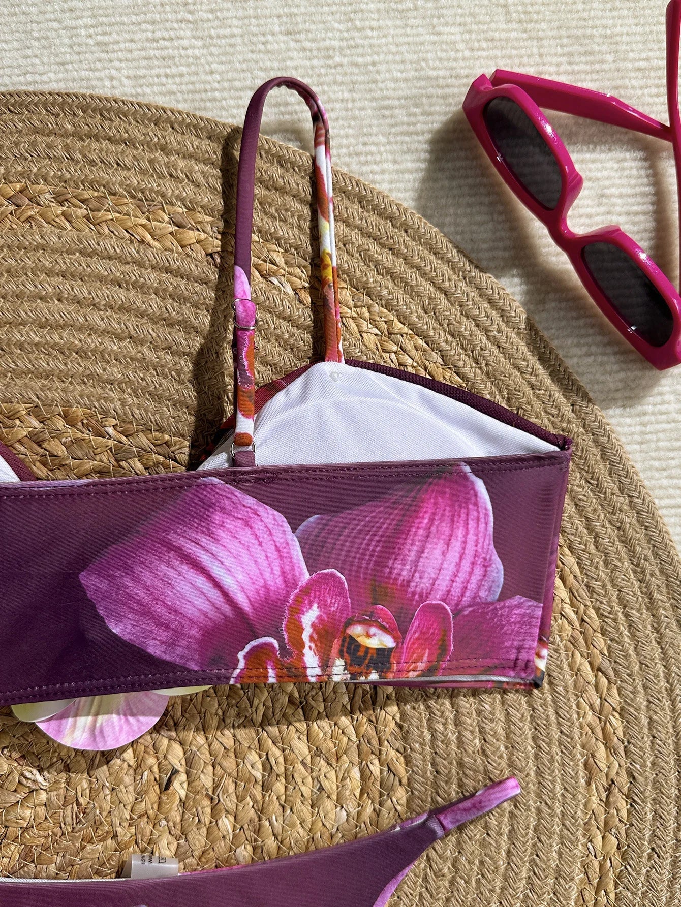 Vintage Purple Floral Print Bikini Set