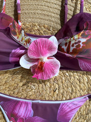 Vintage Purple Floral Print Bikini Set