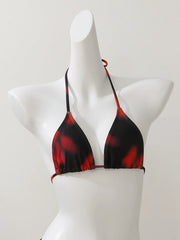 Vintage Red Tie Dye Gradient Bikini Set