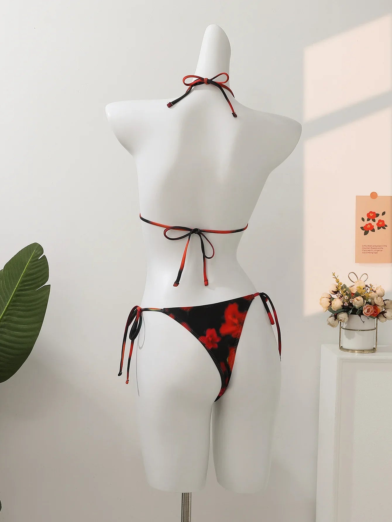 Vintage Red Tie Dye Gradient Bikini Set