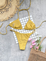Vintage Shiny One Shoulder Dress 3 Piece Bikini Set