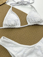 Vintage Solid White 3 Piece Bikini Set