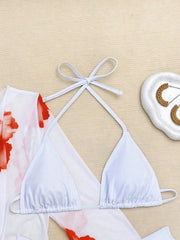 Vintage White Floral Print Bikini Set