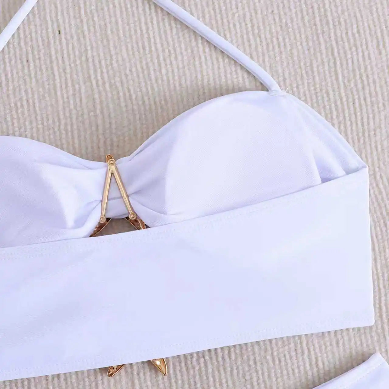 Vintage White Mesh Long Skirt 3 Piece Bikini Set