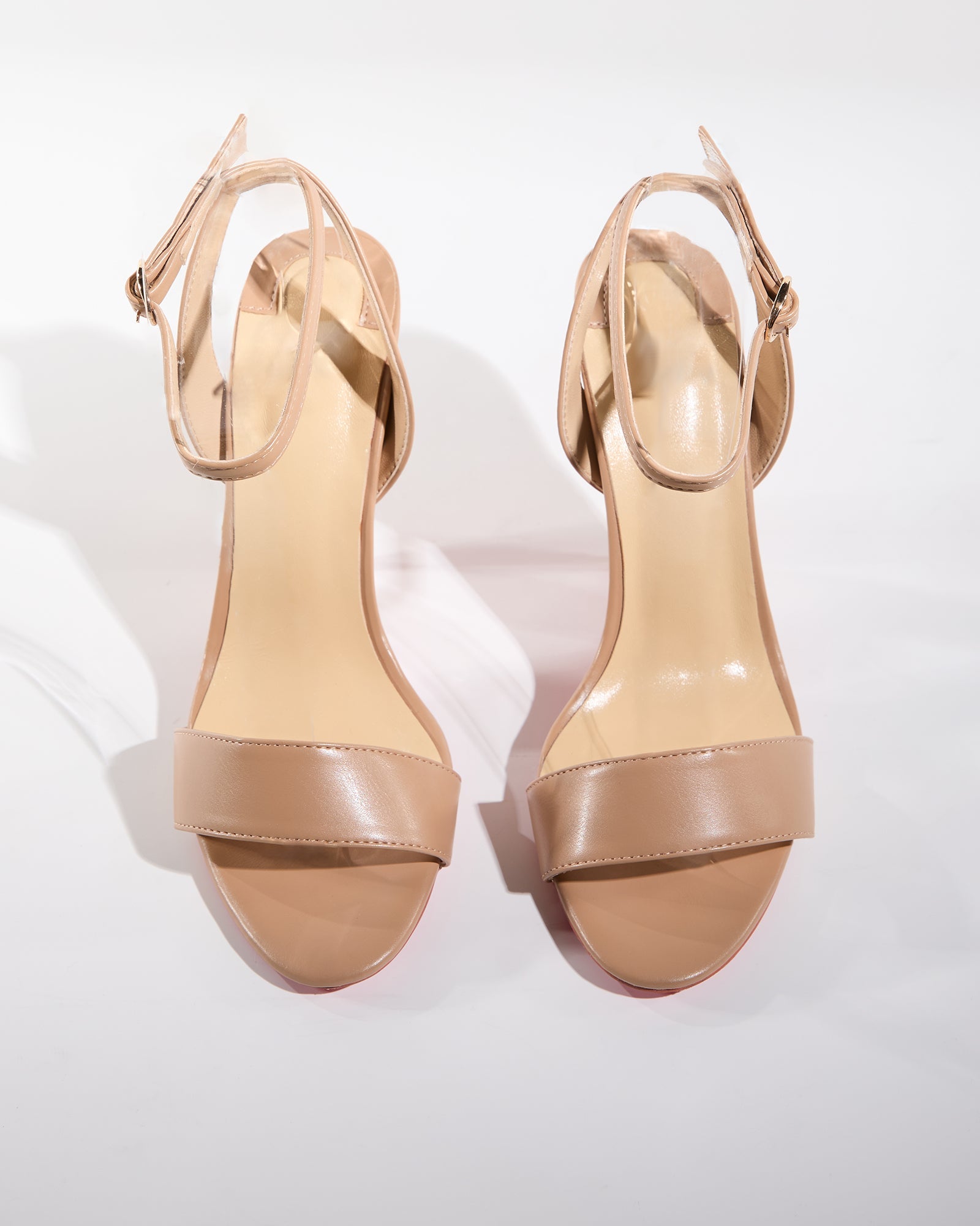 Wallis Rhinestone Geometric Heels In Beige