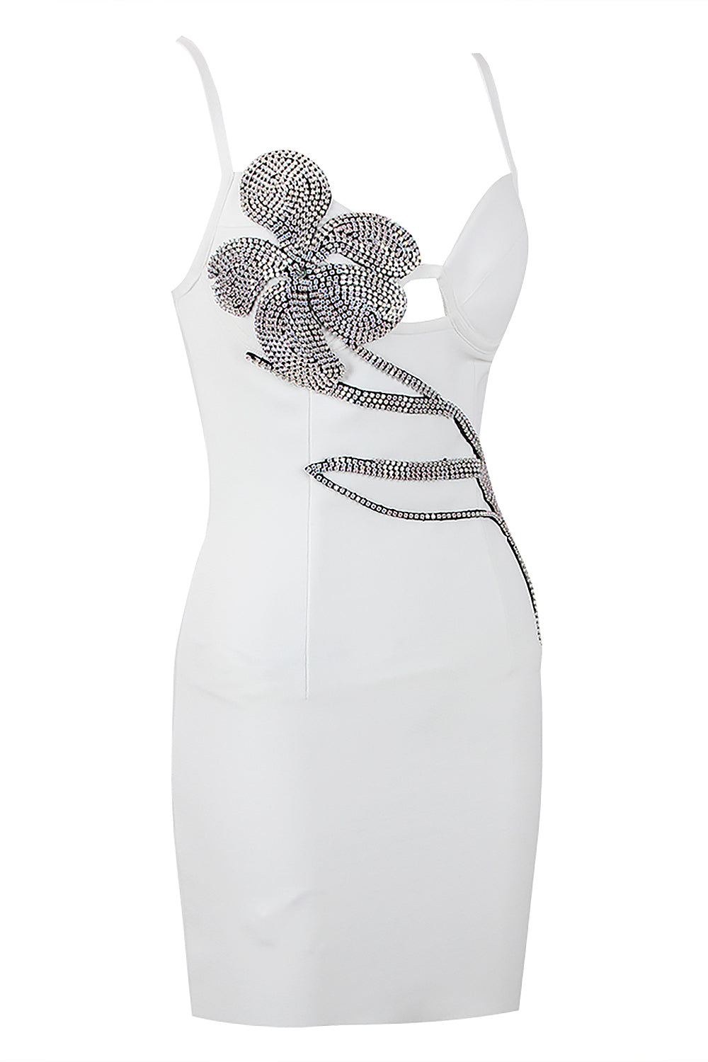 Barabal Diamonate Mini Bandage Dress-White