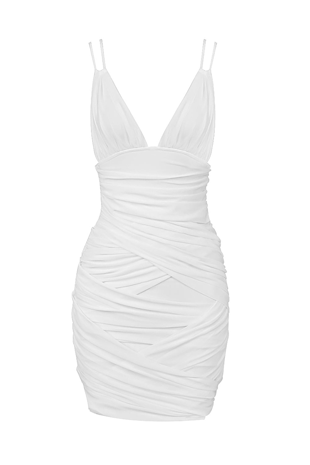 Mesh Pleated Spaghetti Strap Mini Dress