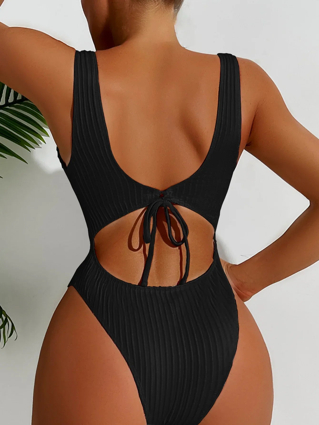 Solid Color One Piece Swimsuit Beach Vacation Monokini Conservative Bikini Slim Backless Swimwear New
