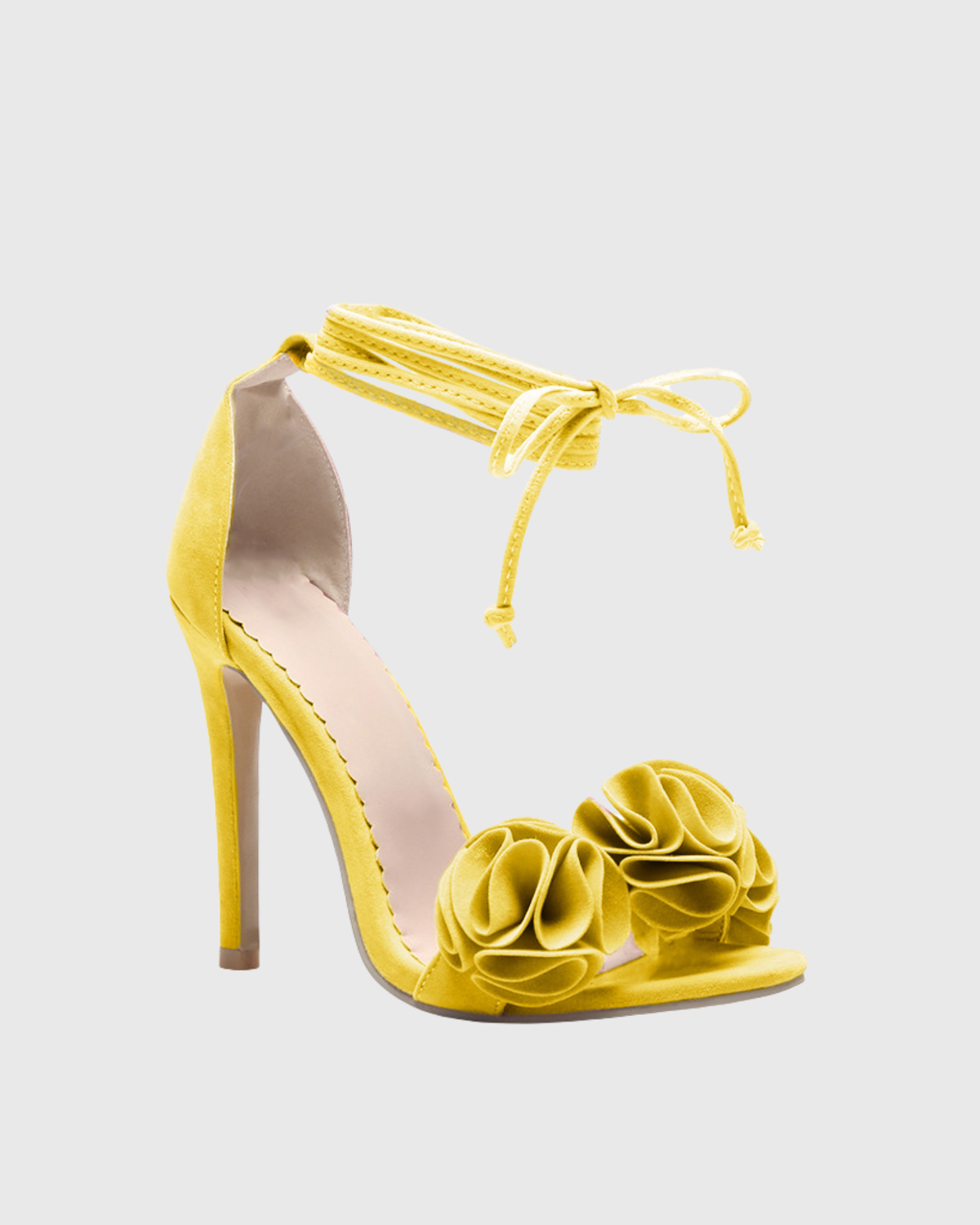 Wren 3D Flower Lace Up Sandals In Yellow