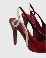 Xuxa Rhinestone Slingback Pumps In Wine