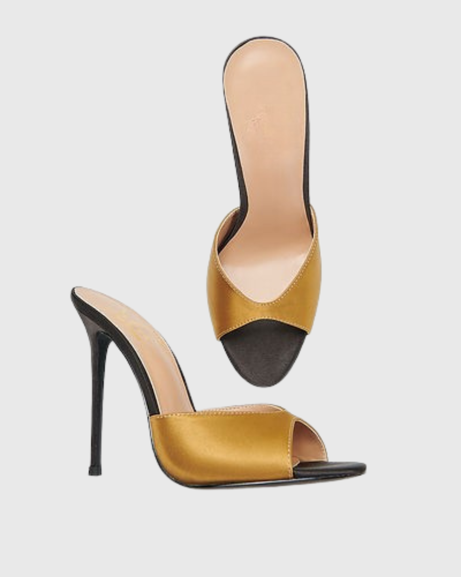 Yamka Gold & Black Satin Mules