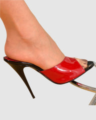 Yamka Red & Black Colorblock Mules