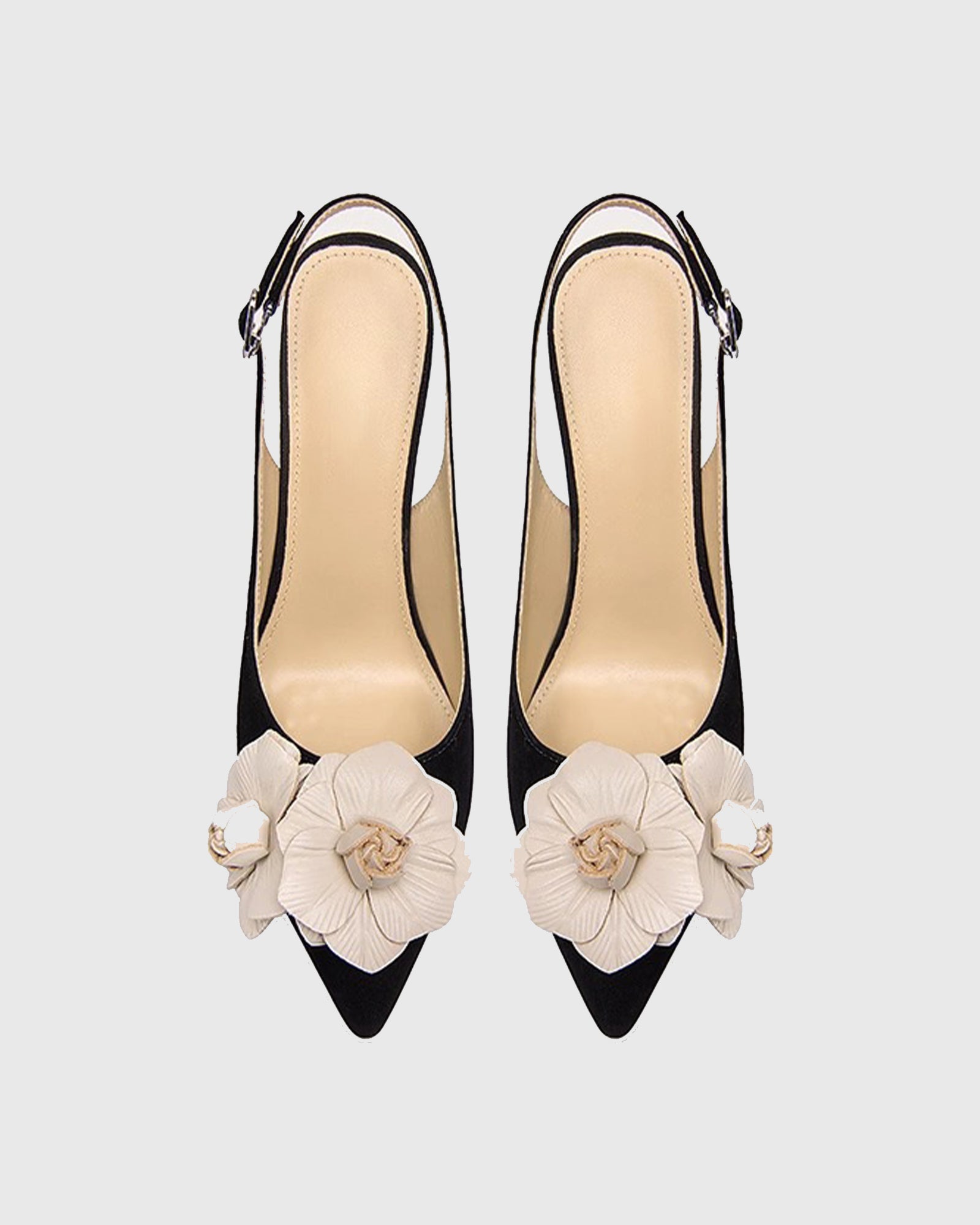 Yasmin Twin Flower Velvet Slingback Pumps