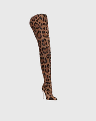 Yayoi Rivet Leopard Over The Knee Boots
