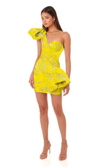 Elegant Jacquard One Shoulder Short Dress