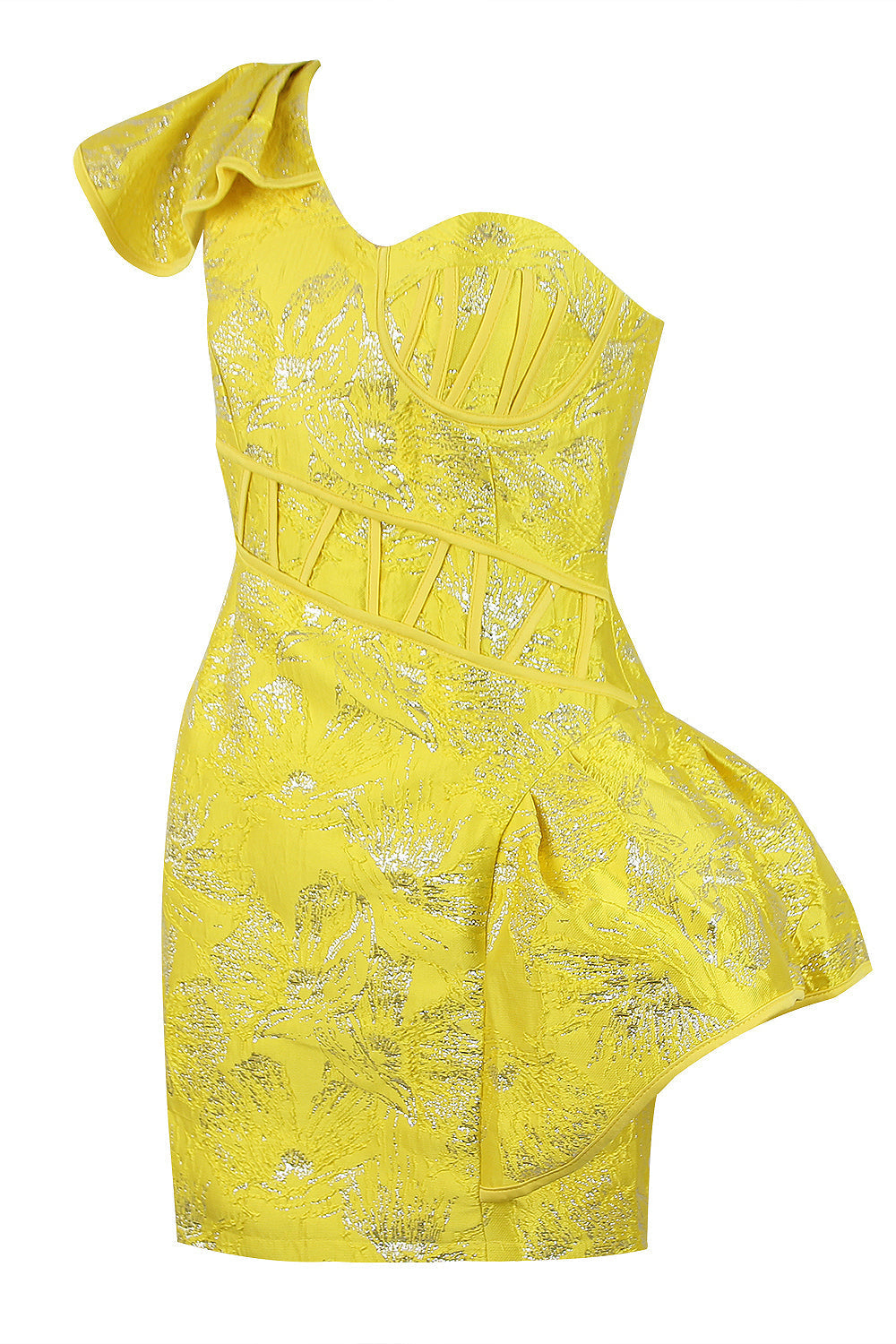 Elegant Jacquard One Shoulder Short Dress