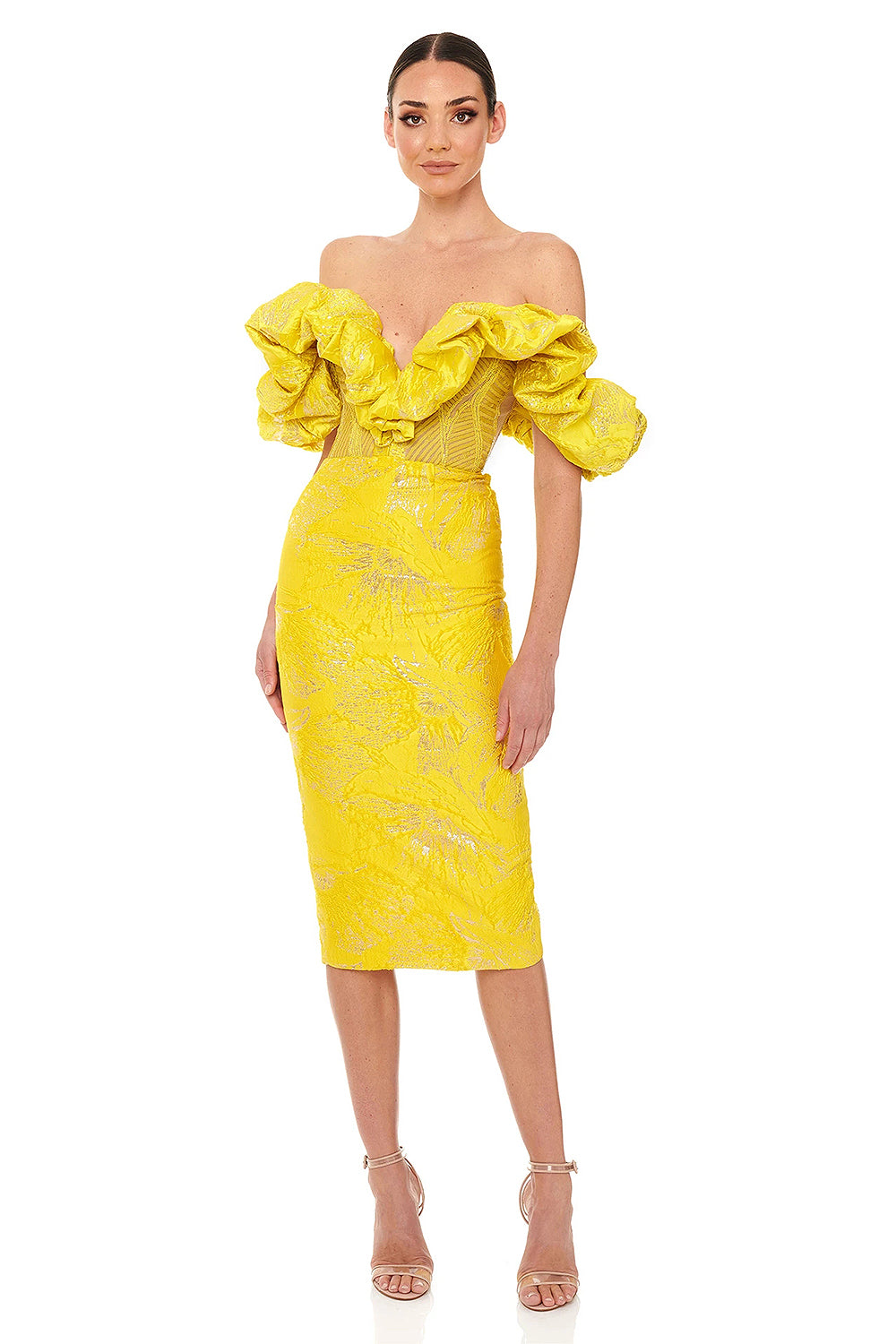 Jacquard V-neck Wedding Strapless Dress