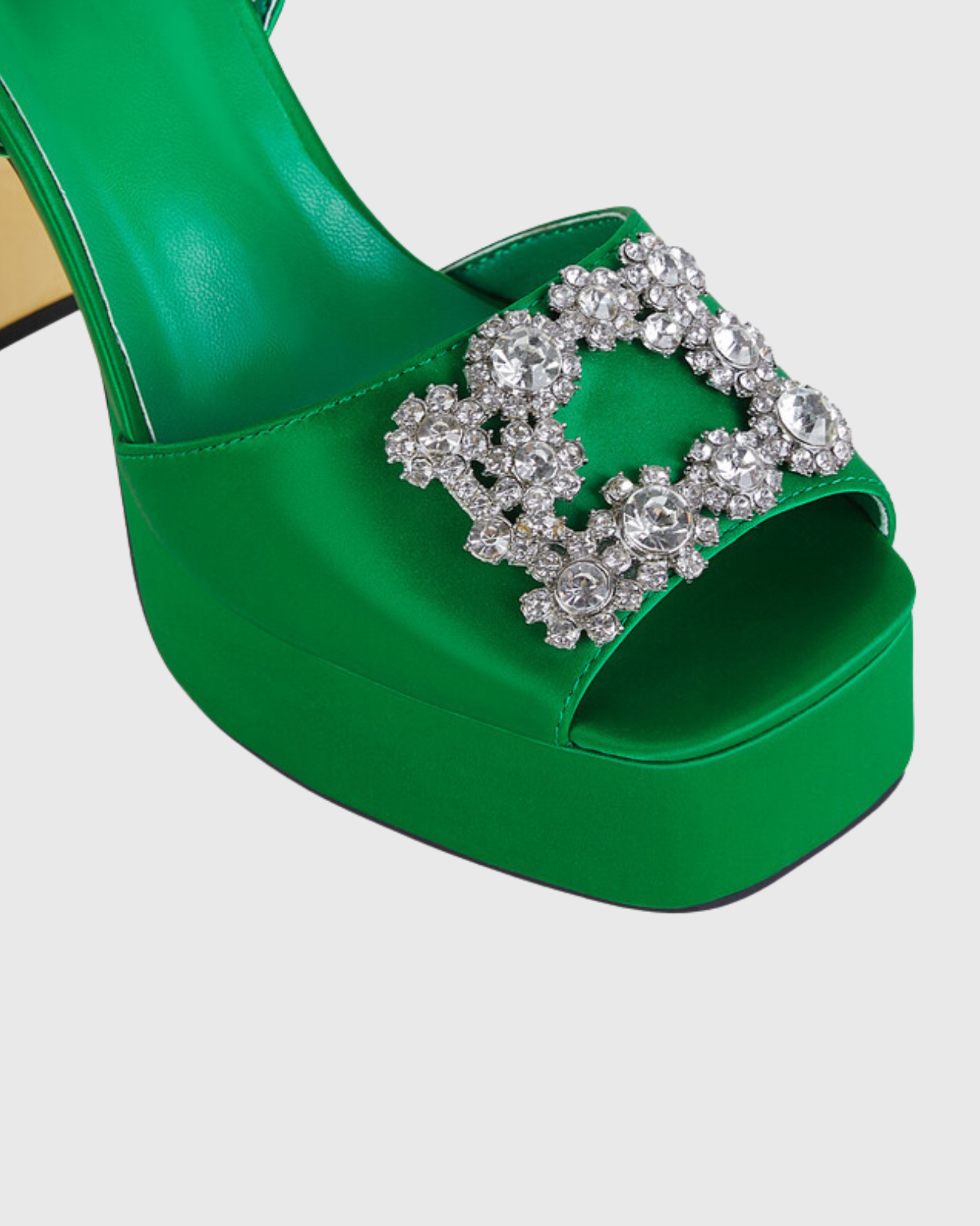 Zaahir Rhinestone Strap Platform Sandals In Green