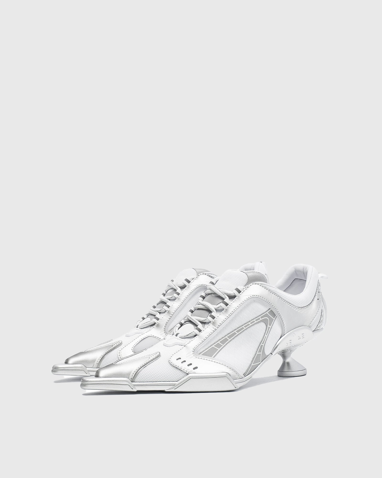 Zahava Lace up Sneaker Flared Heels In Silver