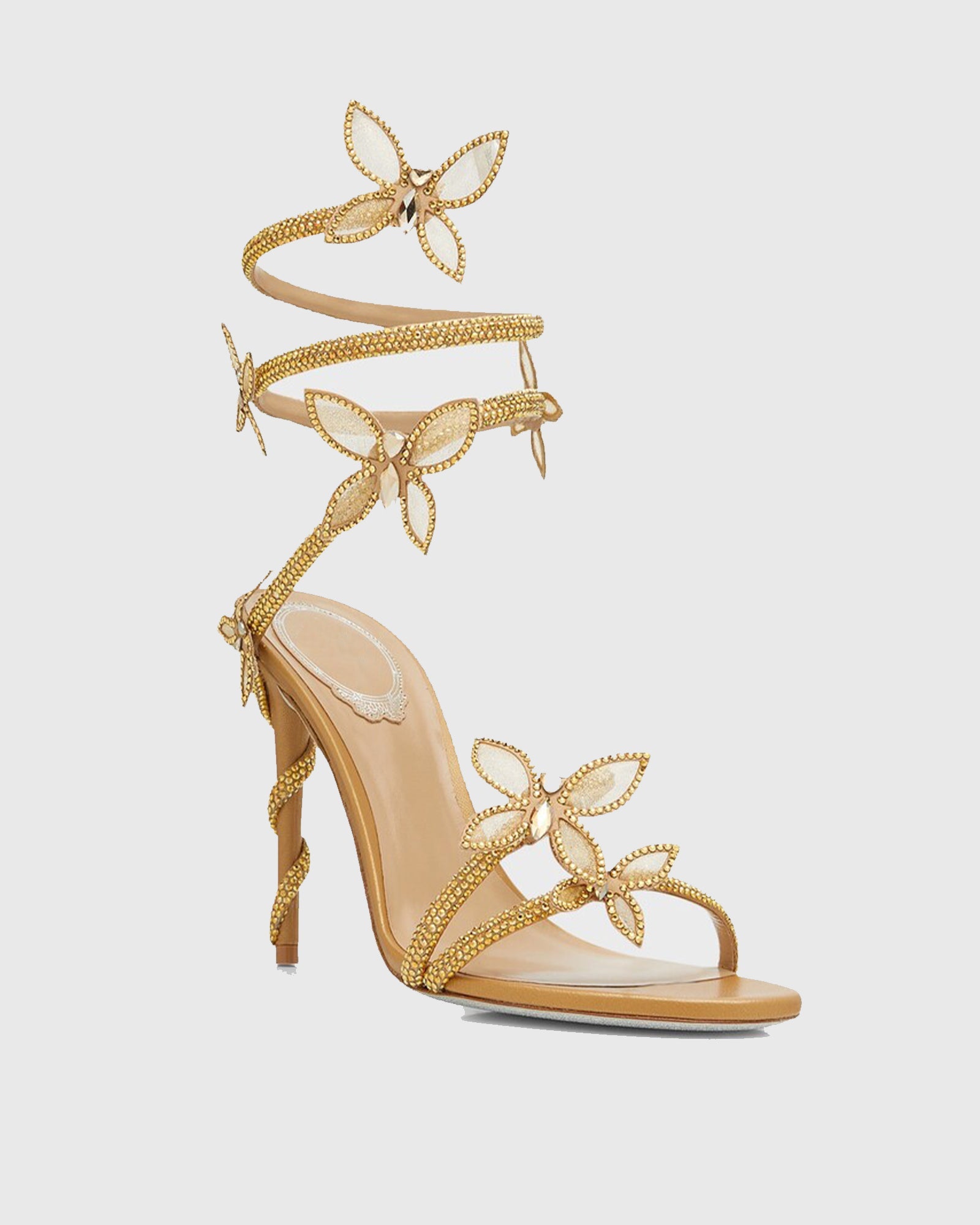 Zana Rhinestone Bow Snake Sandals In Gold