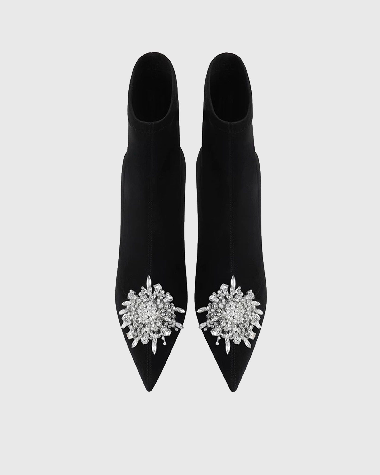 Zane Rhinestone Sunflower Velvet Ankle Boots