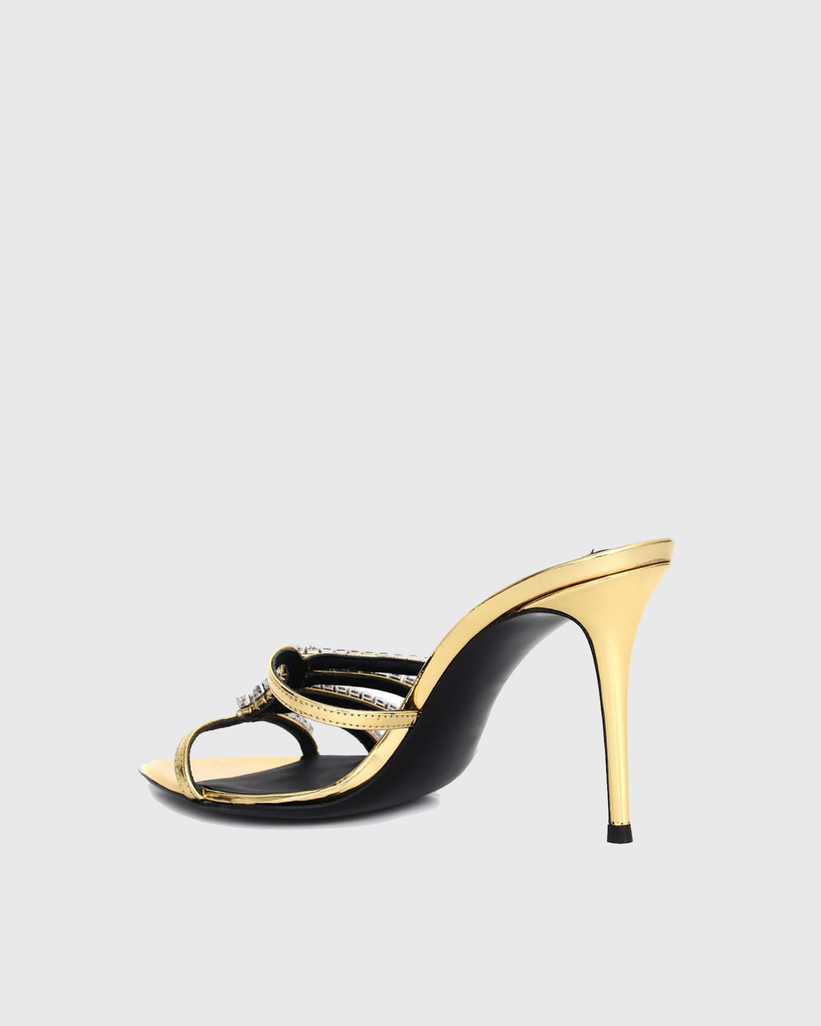 Zariel Half Rhinestone Cutout Slippers In Gold