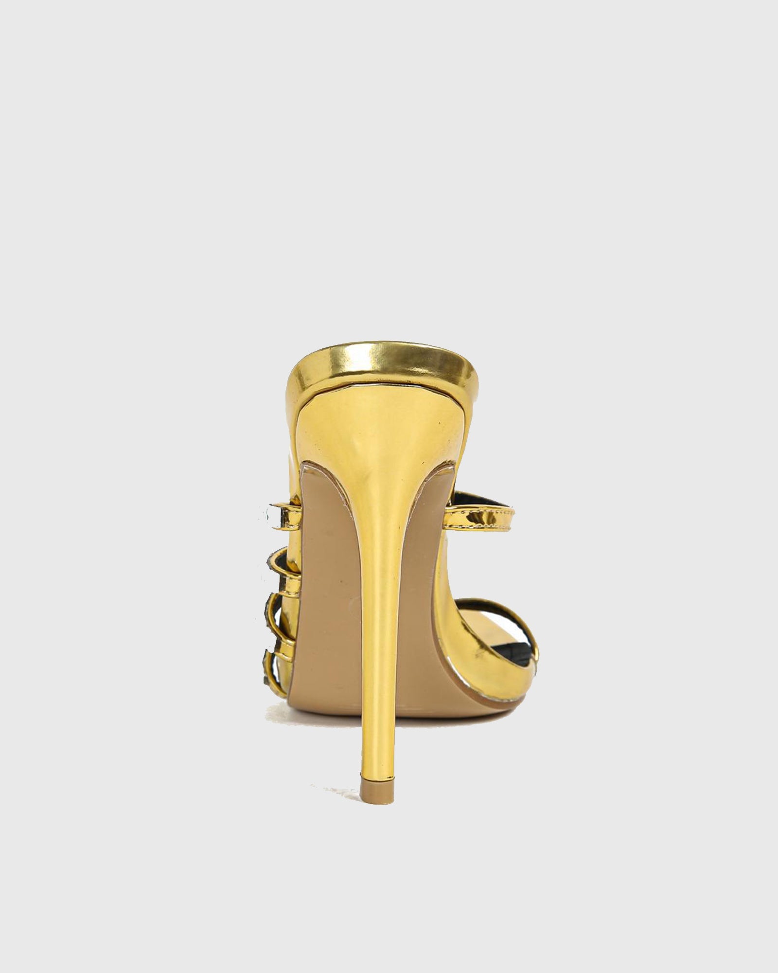 Zariel Half Rhinestone Cutout Slippers In Gold