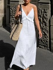 Ruffled V-Neck Maxi Dress