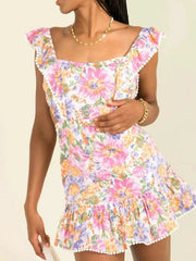 Floral Print Ruffled Hem Dress
