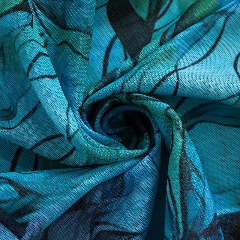 Mesh Round Neck Bell Sleeve Mini Dress