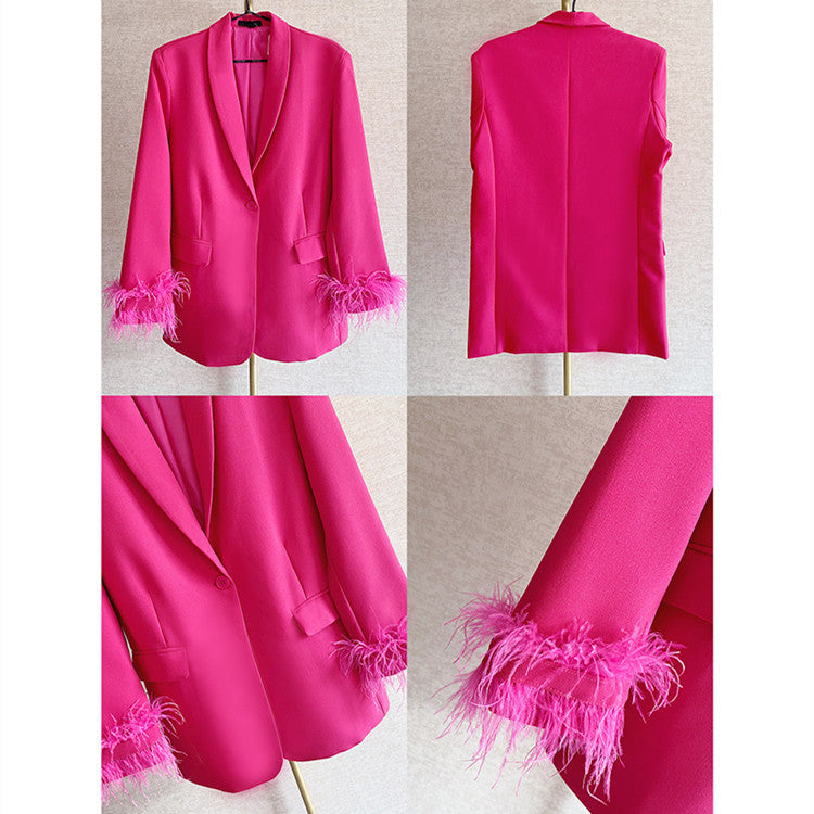 Eric Feather Decorated Suit Jacket