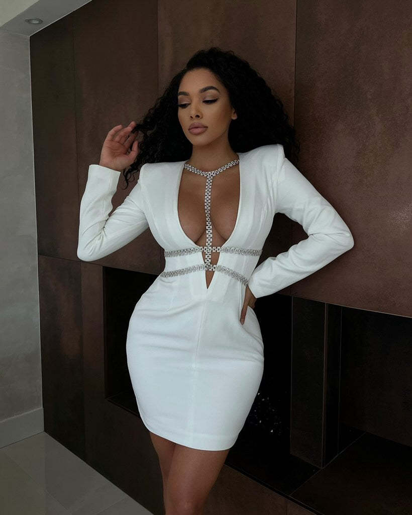 Alyia Diamonate Low-cut Dress