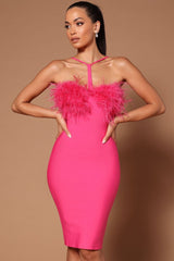 Low-cut Halter Sheath Bandage Dress