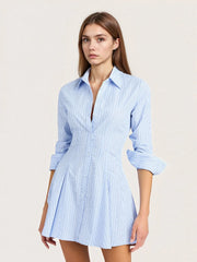 Striped Button Up Shirt Dress