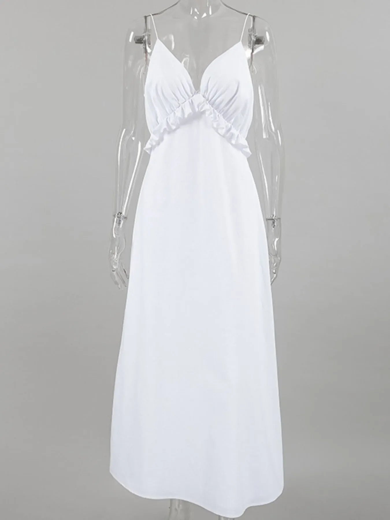 Ruffled V-Neck Maxi Dress