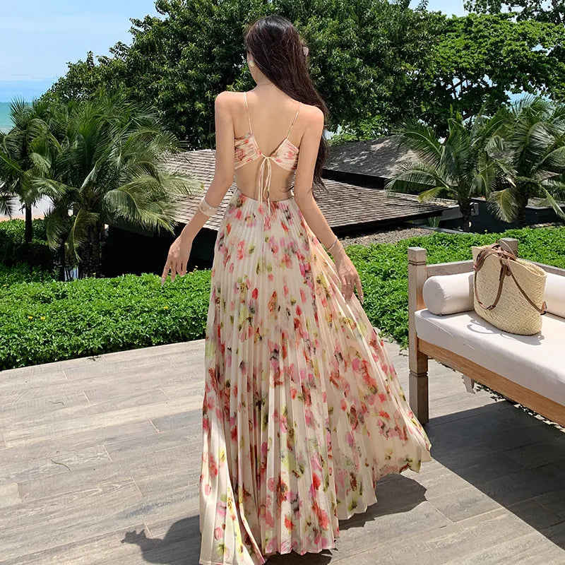 Cinderella Floral Halter Maxi Dress