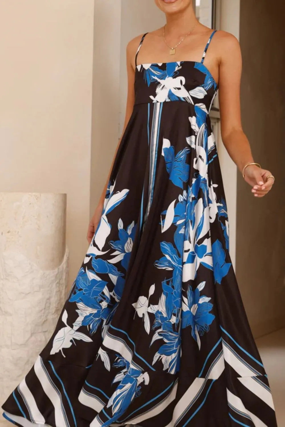 Printed Square Neck Cami Maxi Dress