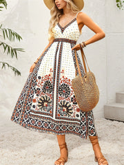 Printed V-Neck Midi Cami Dress