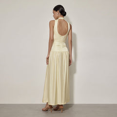 Chic Elegantly  Backless Slim Fit Satin Dress