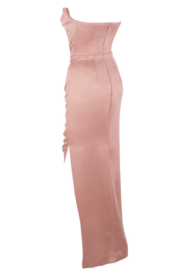 AERIKA SATIN STRAPLESS GOWN-PINK