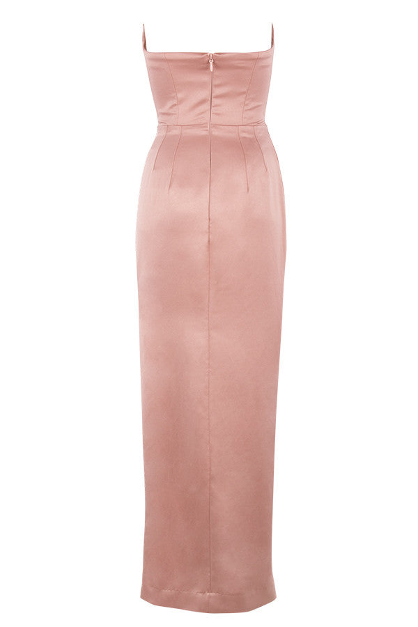 AERIKA SATIN STRAPLESS GOWN-GREEN