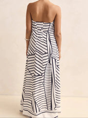 Smocked Printed Tube Maxi Dress