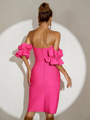 Alyia Puff Sleeve Ruffle Bandage Skirt