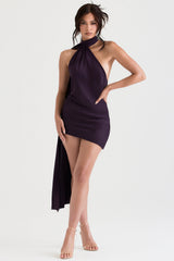AIDA NIGHT SHADE ASYMMETRIC WRAP NECK DRESS