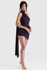 AIDA NIGHT SHADE ASYMMETRIC WRAP NECK DRESS