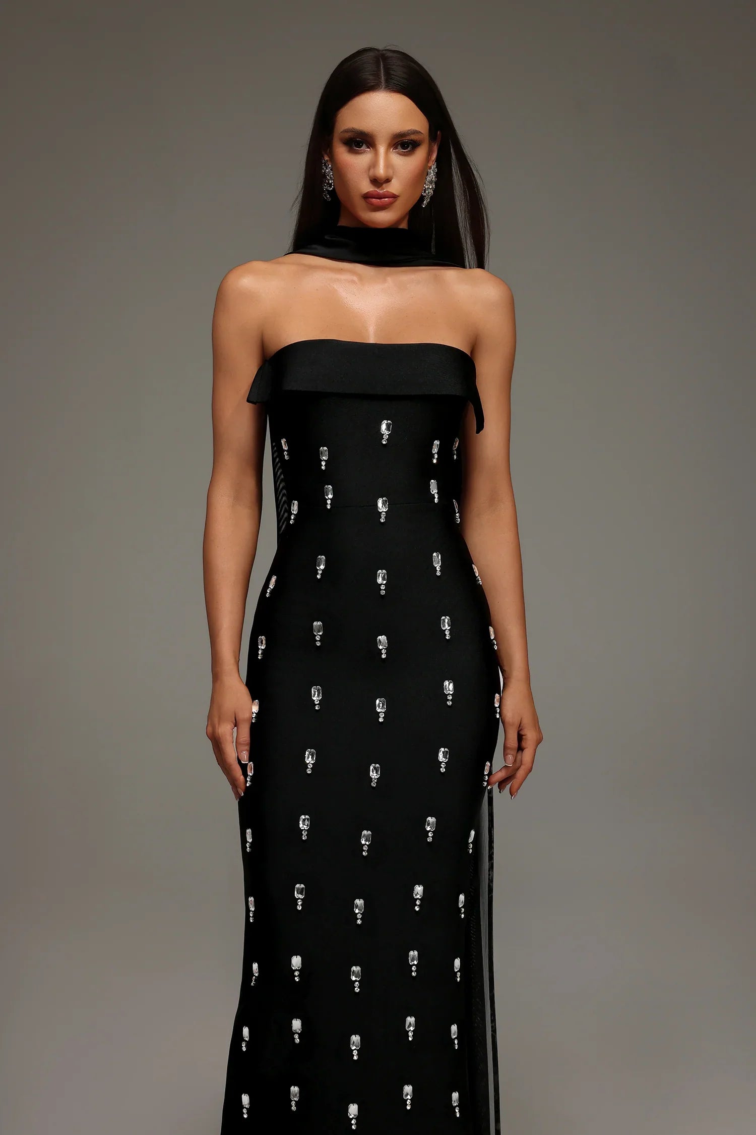 Alyia High-End Diamond Bandage Sparkly Evening Party Dress
