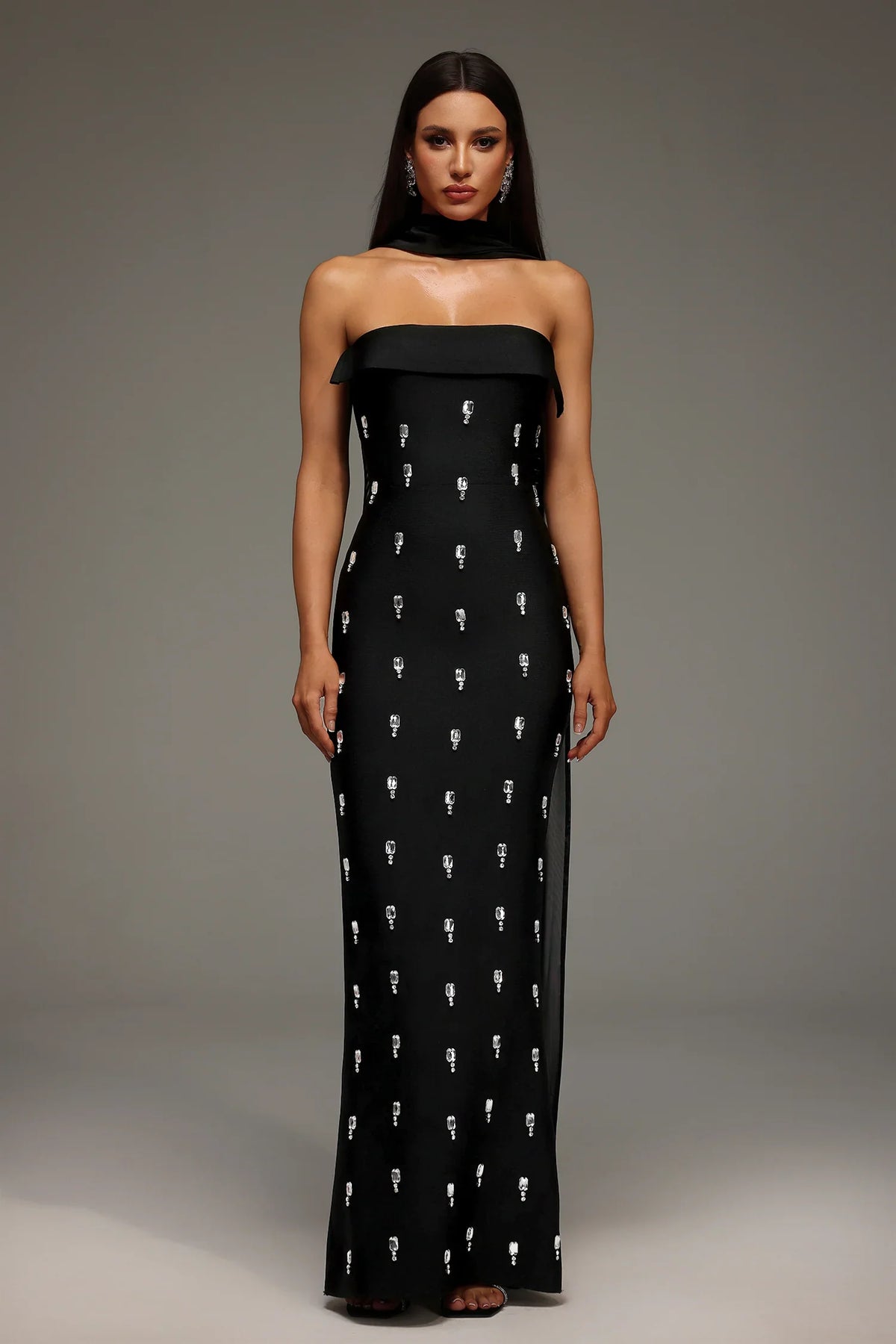 Alyia High-End Diamond Bandage Sparkly Evening Party Dress